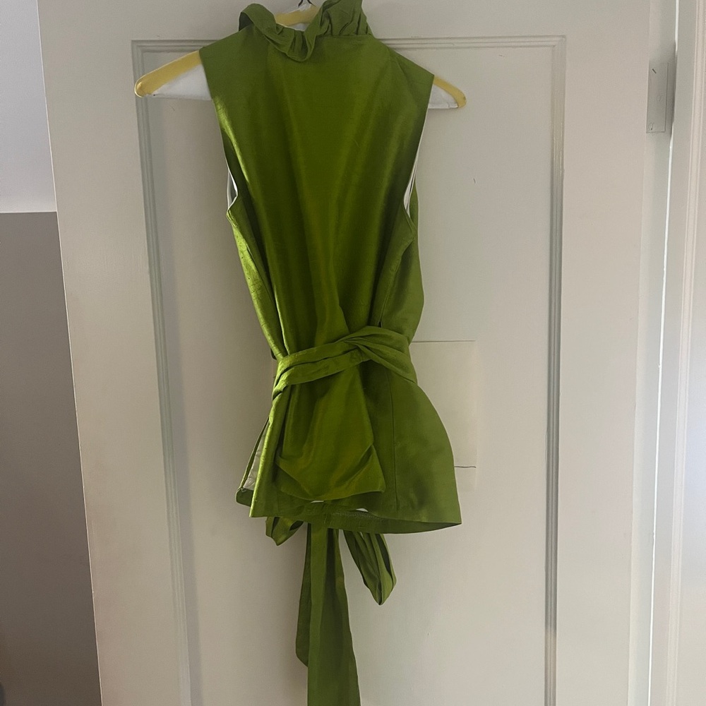 Lime Green Ruffled Blouse - Picture 4 of 5